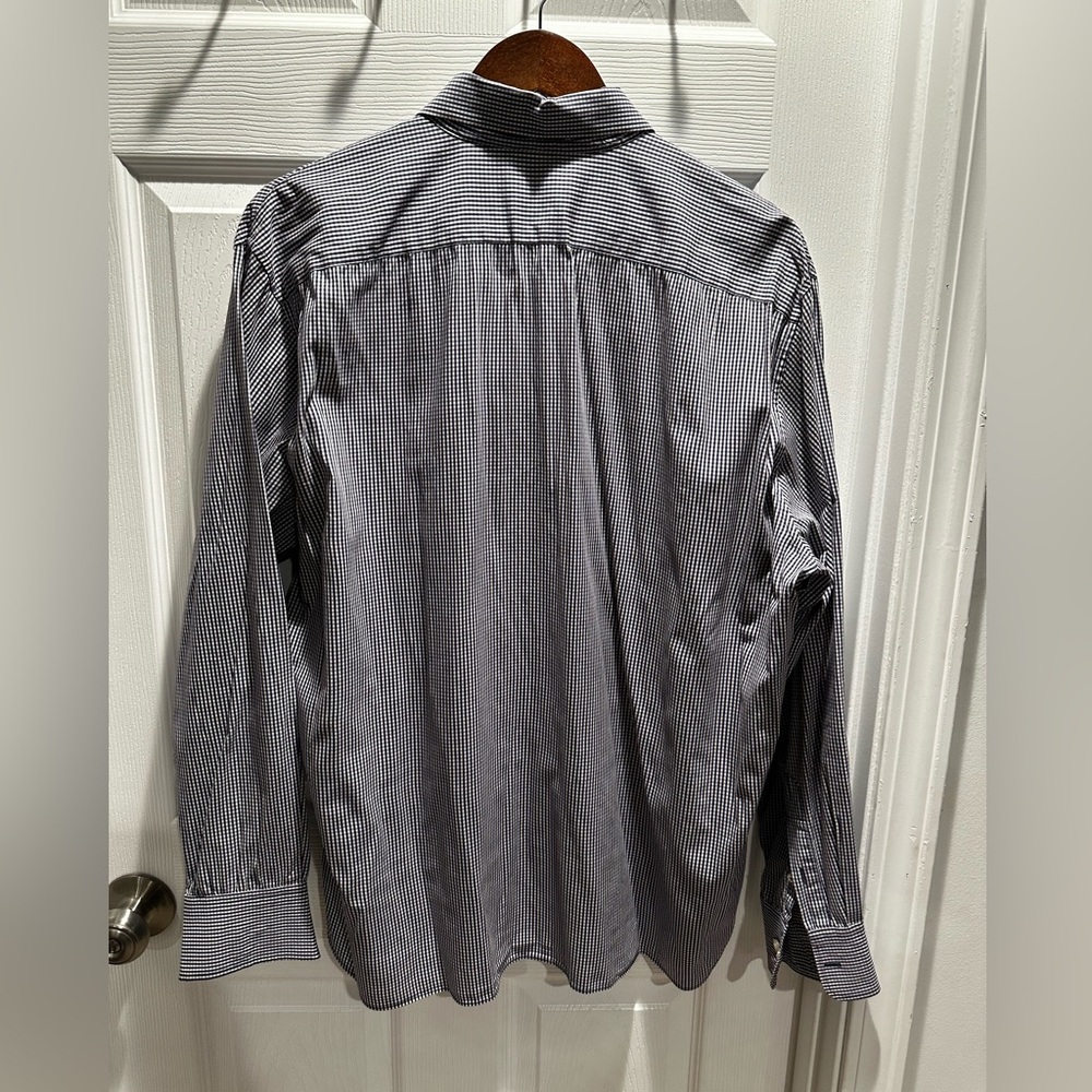 🔹 John Varvatos Regular Fit Button-Up Shirt – Blue Checkered – Size 17 34/35 🔹 - Picture 6 of 9